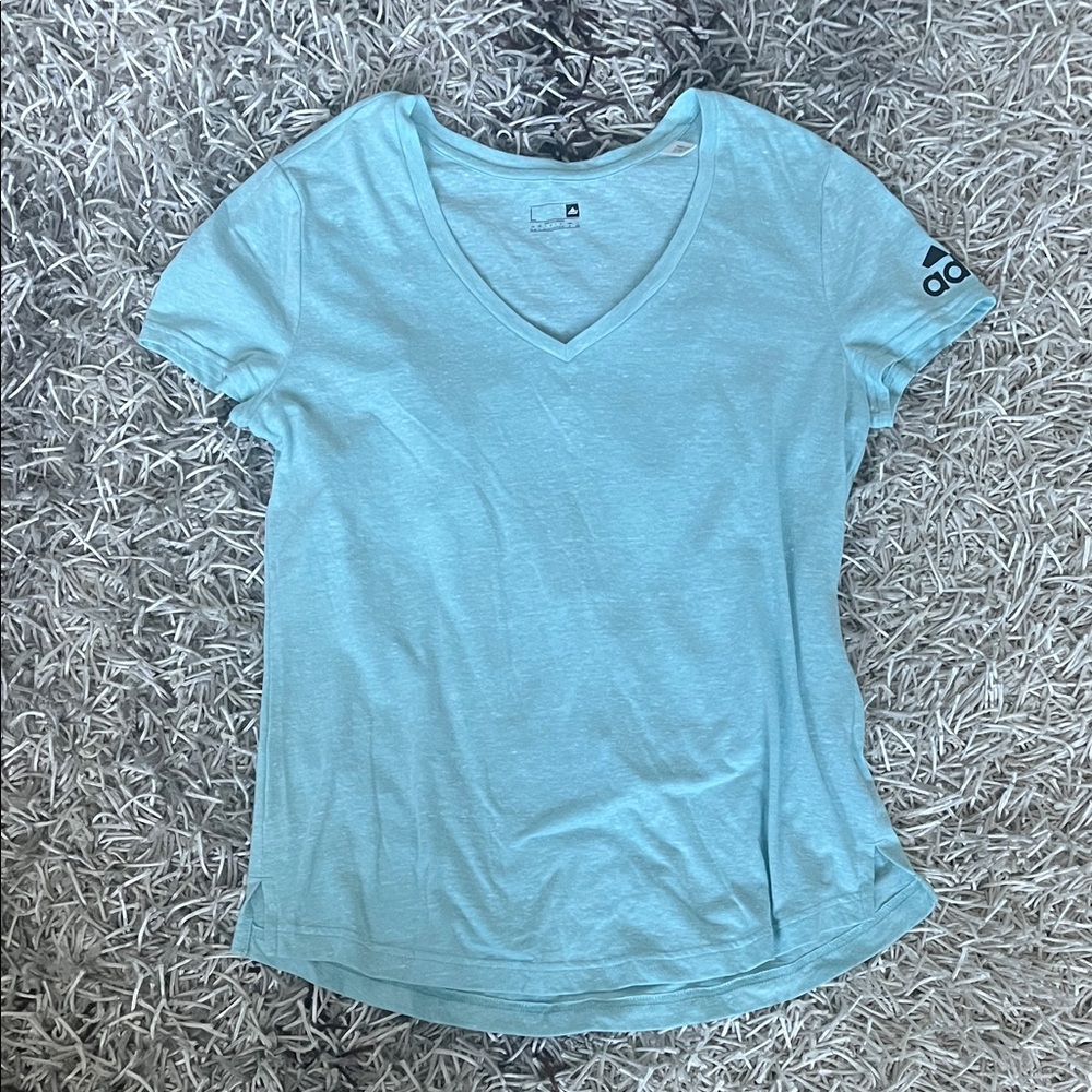 adidas Light Blue V-Neck Short Sleeve Tee